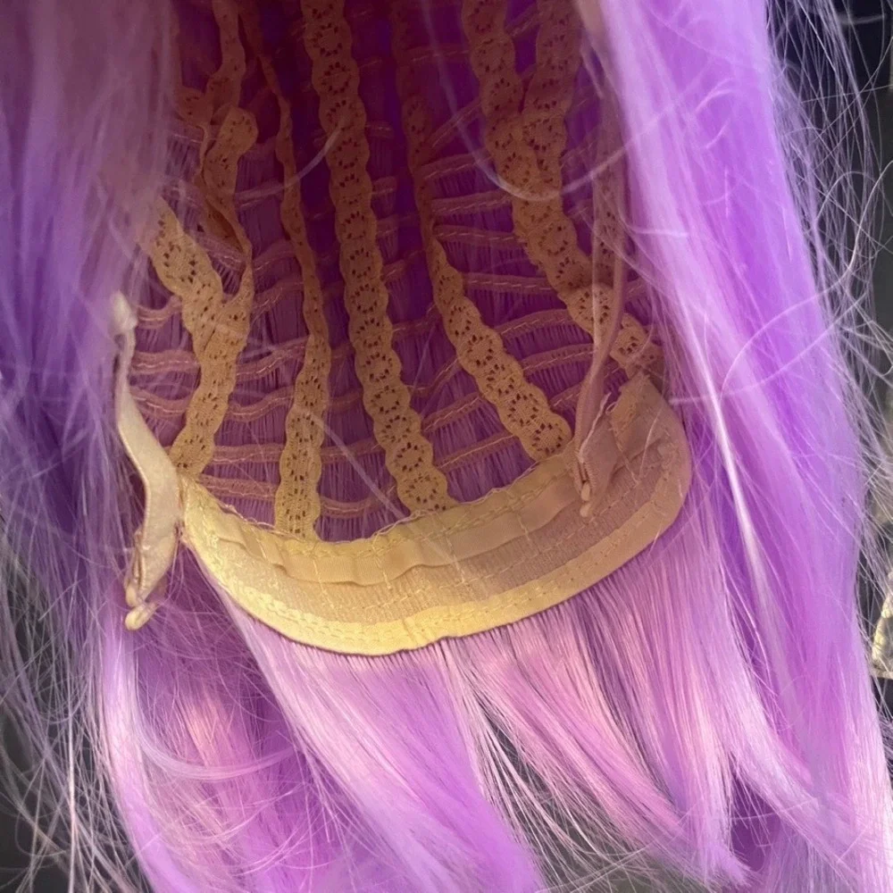 ENILECOR Purple‎ Bob Wig Bangs Halloween Dress Up
